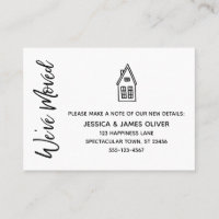 Modern "We've Moved" Card w/ Little House Drawing