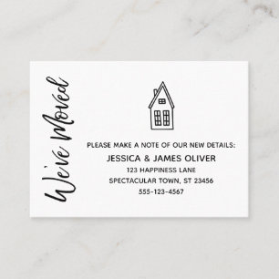 Modern "We've Moved" Card w/ Little House Drawing