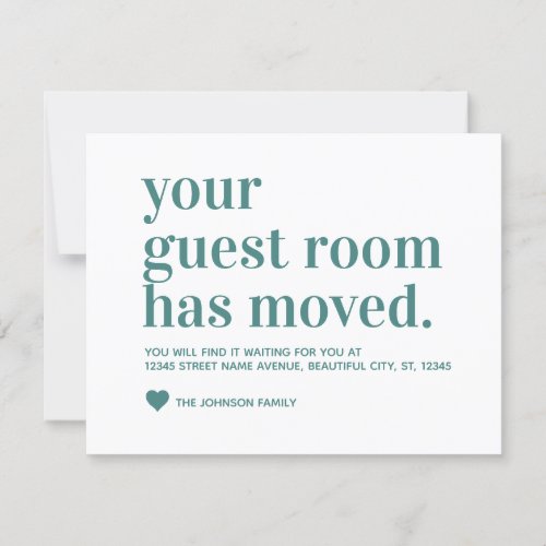 Modern Weve Moved Guest Room Moving Moss Green Announcement