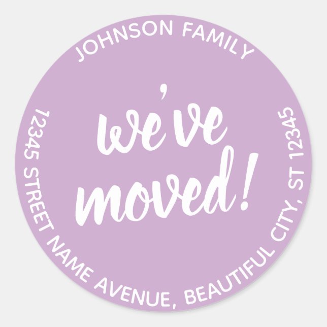 Modern We've Moved Lavender New Address Label (Front)