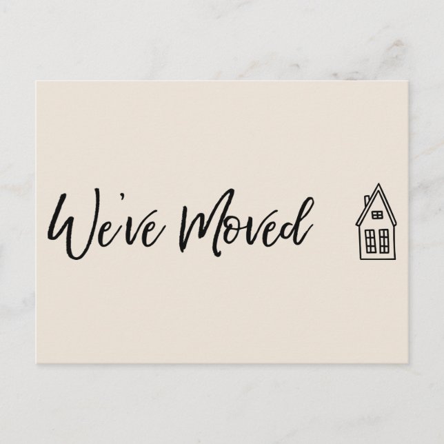 Modern We've Moved  Little House Drawing Cream Postcard (Front)