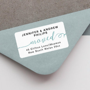 Modern We've Moved New Address Stylish Calligraphy Label