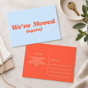 Modern We've Moved New Home Moving Blue Orange Postcard
