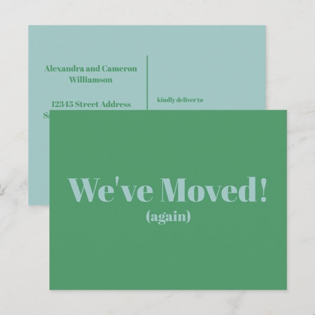 Modern We've Moved New Home Moving | Green Postcard (Front/Back)