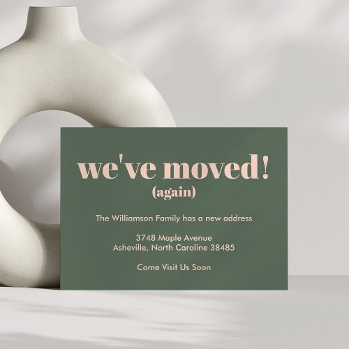 Modern Weve Moved New Home Moving Pink Green Announcement