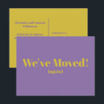 Modern We've Moved New Home Moving | Purple Postcard<br><div class="desc">Modern We've Moved New Home Moving Announcement Postcard in Purple and Lime Chartreuse</div>