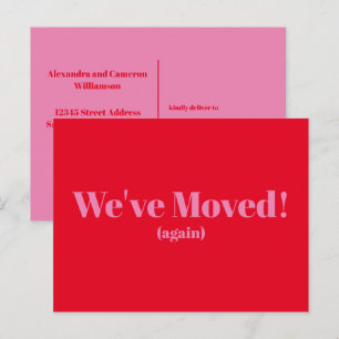 Modern We've Moved New Home Moving Red Pink Postcard
