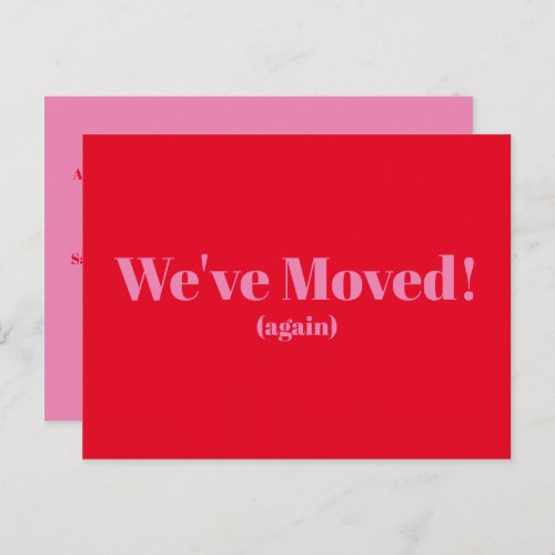 Modern Weve Moved New Home Moving  Red Pink Postcard