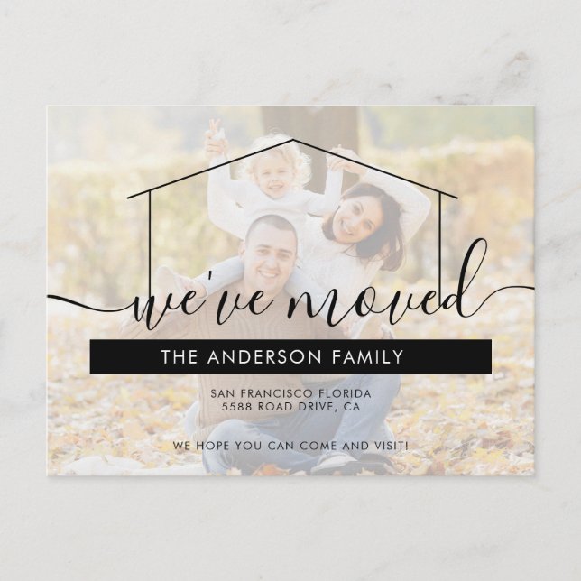 Modern We've Moved Script New Home Photo Moving Announcement Postcard (Front)