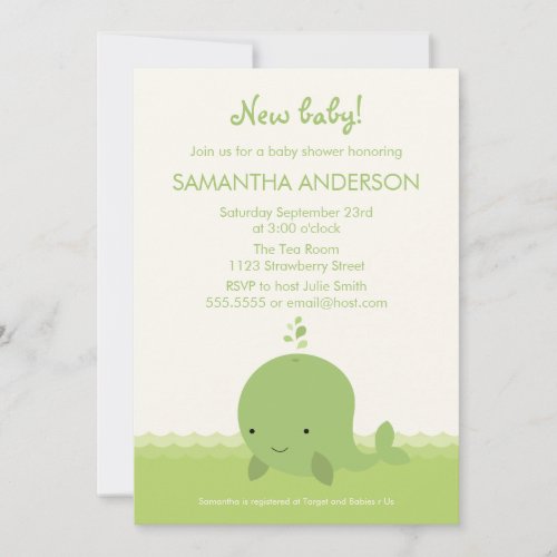 Modern Whale Baby Shower Invitation - Boy/Girl