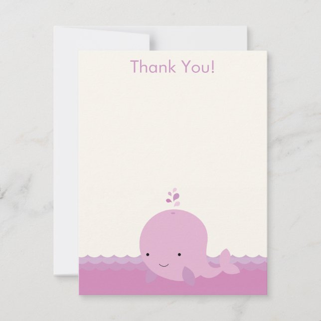 Modern Whale Baby Shower Thank You Flat Card (Front)