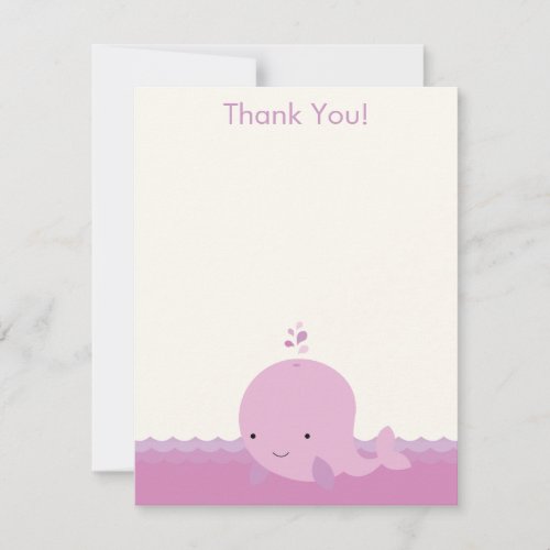 Modern Whale Baby Shower Thank You Flat Card