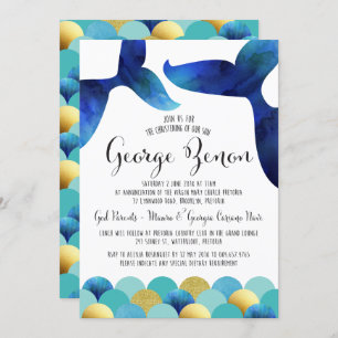 Modern Whale-Inspired Christening Invitation