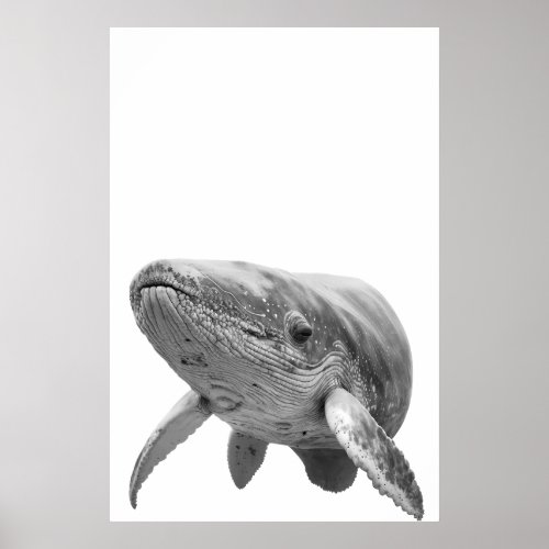 Modern Whale Portrait black white   Poster