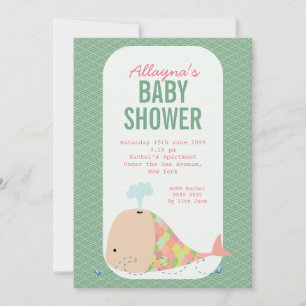 Modern Whale Trendy Baby Shower Party Invite
