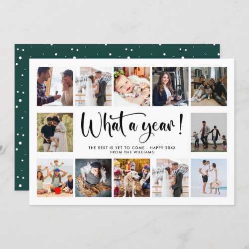 Modern What A Year Photo Collage Holiday Card