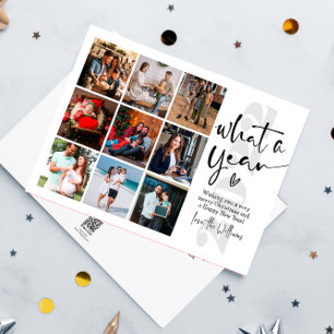 Modern What A Year Photo Collage Holiday Card