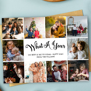 Modern What A Year Photo Collage Postcard