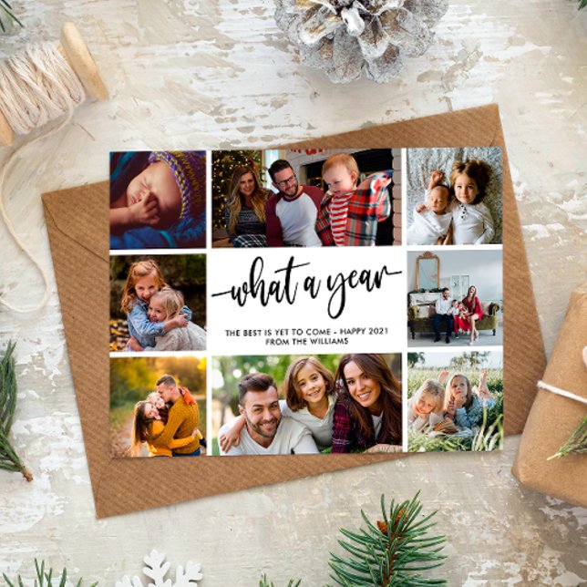 Modern What A Year Photo Collage Postcard (Creator Uploaded)
