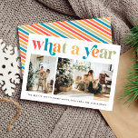 Modern What a Year Retro Colorful 2 Photo Holiday Card<br><div class="desc">Modern What a Year Retro Colorful 2 Photo Holiday Card</div>