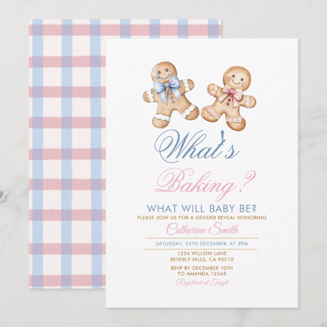 Modern What’s Baking Gingerbread Gender Reveal Invitation (Front/Back)
