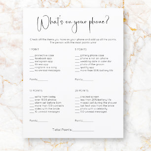 Modern What's On Your Phone Bridal Shower Game