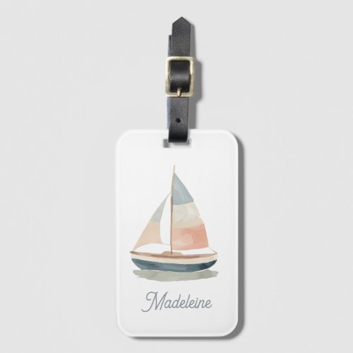 Modern Whimisical Sail Boat Cruise Vacation Name Luggage Tag