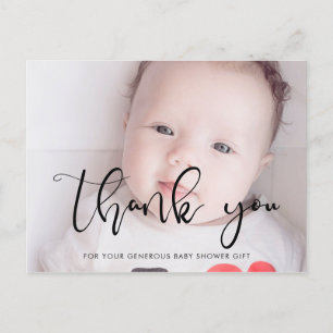 Modern whimscial script Baby shower thank you Postcard