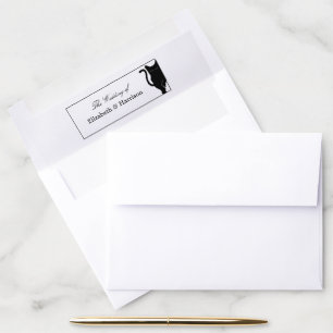 Modern Whimsical Black Cat Wedding Envelope Liner