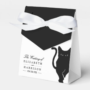 Modern Whimsical Black Cat Wedding Favor Boxes