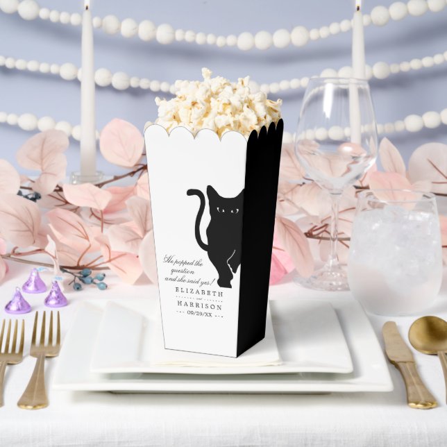 Modern Whimsical Black Cat Wedding Favor Boxes (Wedding)