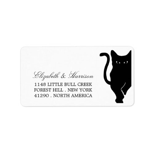 Modern Whimsical Black Cat Wedding Label