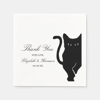 Modern Whimsical Black Cat Wedding Paper Napkins by WeddingStore at Zazzle