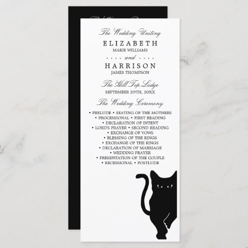 Modern Whimsical Black Cat Wedding Program