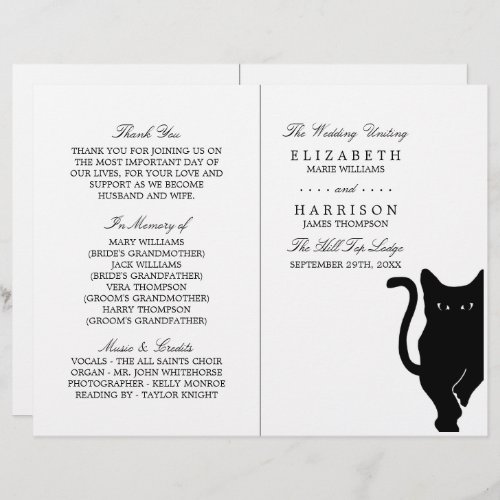 Modern Whimsical Black Cat Wedding Programs