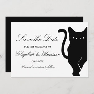 Modern Whimsical Black Cat Wedding Save The Date
