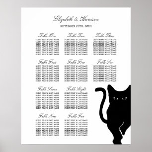 Modern Whimsical Black Cat Wedding Seating Chart