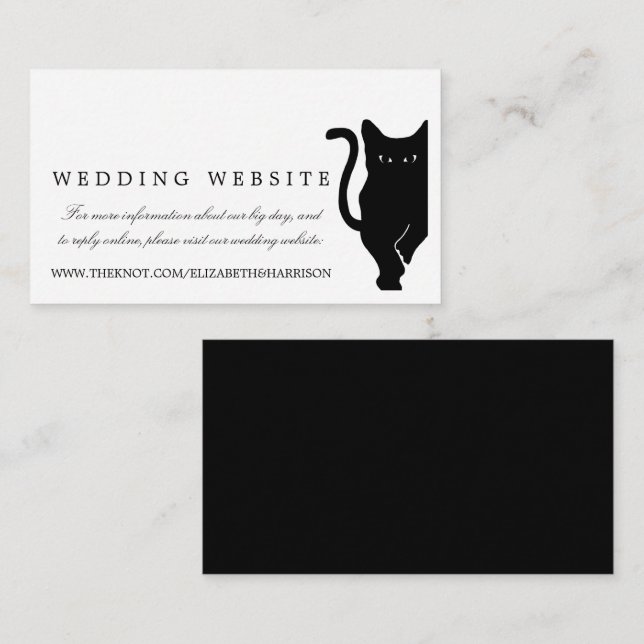 Modern Whimsical Black Cat Wedding Website Insert (Front/Back)