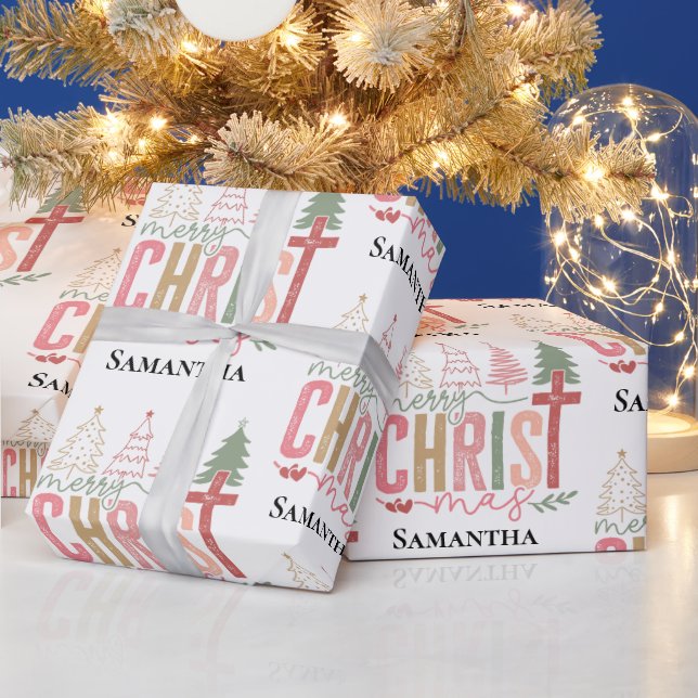 Modern Whimsical Christ Mas Customizable Christmas Wrapping Paper (Holidays)