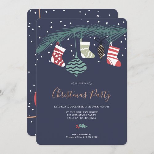 Modern whimsical Christmas socks illustration Invitation