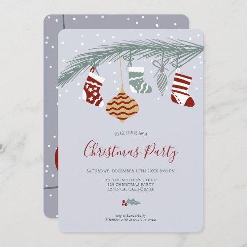 Modern whimsical Christmas socks illustration Invitation