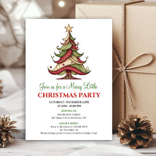 Modern whimsical Christmas tree party invitation