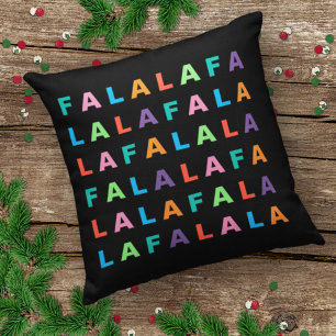 Modern Whimsical Colorful FA LA LA LA Pattern Outdoor Pillow
