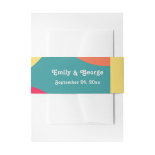Modern Whimsical Colorful Groovy Abstract Wedding Invitation Belly Band