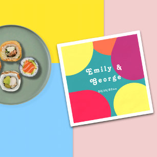 Modern Whimsical Colorful Groovy Abstract Wedding Napkins