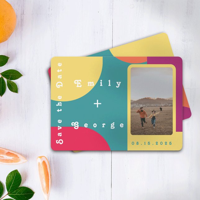 Modern Whimsical Colorful Groovy Abstract Wedding Save The Date (Creator Uploaded)