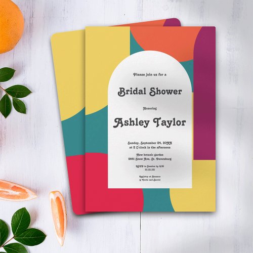 Modern Whimsical Colorful Groovy Bridal Shower Invitation