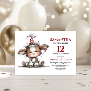 Modern whimsical cow animals design kids birthday invitation