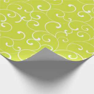 Modern Whimsical Curls Lime Green Wrapping Paper
