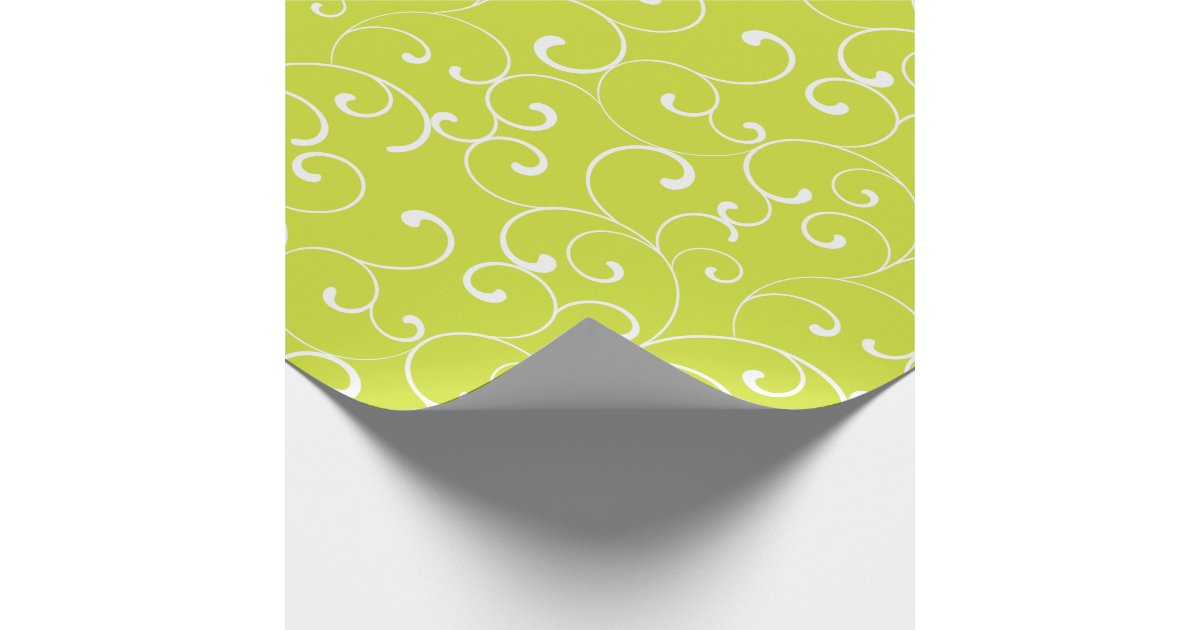 Modern Whimsical Curls Lime Green Wrapping Paper Zazzle